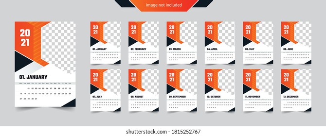 calendar design 2021. week start from Monday