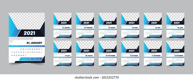 calendar design 2021. week start from Monday