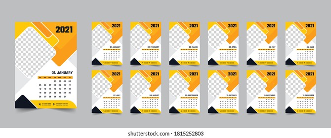 calendar design 2021. week start from Monday