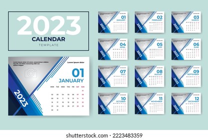 CALENDAR DESIGN 2023, 2023 CALENDAR TEMPLATE, 12 PAGES CALENDAR DESIGN 2023, DESK CALENDAR DESIGN 2023