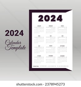 Calendar design 2024 corporate design template vector.
