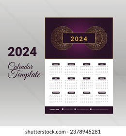 Calendar design 2024 corporate design template vector.
