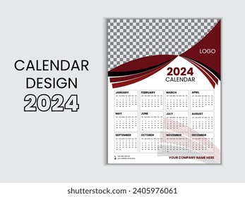 Calendar design 2024 vector template design