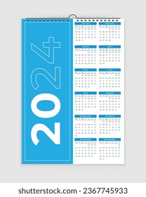 Calendar Design, 2024 Calendar, Wall Calendar, one page Wall Calendar, holidays, Design With Holiday, 2024 , desk, monthly planner