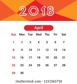 Calendar design April 2018