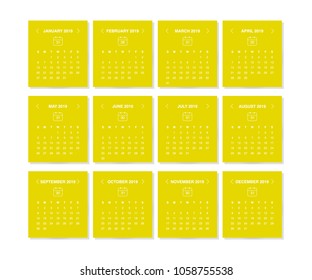 Calendar design concept 2019.
Business calendar template.
Minimal elegant design.
Can be used in print advertising, infographic.
Vector illustration.