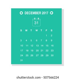 Calendar design concept December 2017.
Business wall or web calendar template.
Minimal elegant design.
Can be used in print advertising, public relations, infographic.
Vector illustration.