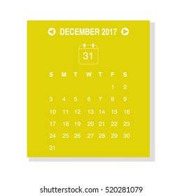 Calendar design concept December 2017.
Business wall or web calendar template.
Minimal elegant design.
Can be used in print advertising, public relations, infographic.
Vector illustration.