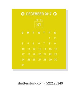 Calendar design concept December 2017.
Business wall or web calendar template.
Minimal elegant design.
Can be used in print advertising, public relations, infographic.
Vector illustration.