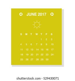 Calendar design concept June 2017.
Business wall or web calendar template.