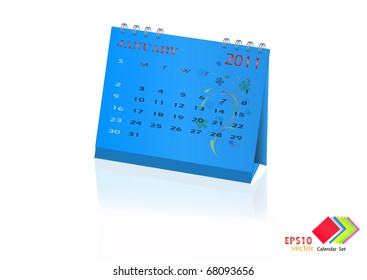 Diseño del calendario enero de 2011. Ilustración vectorial.