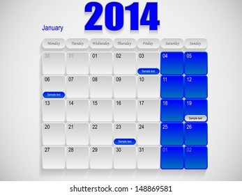 Calendar design January 