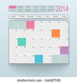 Calendar design. January