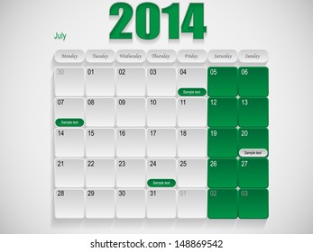 Calendar design July 