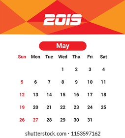 Calendar design May 2019