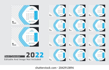 Calendar Design. New year desk calendar 2022 template.	
