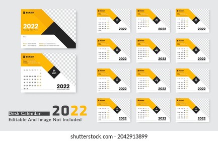 Calendar Design. New year desk calendar 2022 template.	
