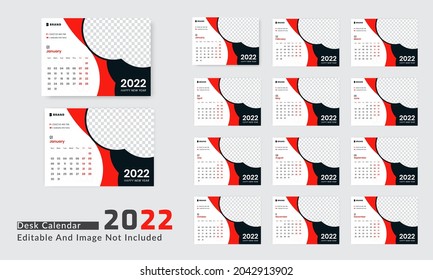Calendar Design. New year desk calendar 2022 template.	
