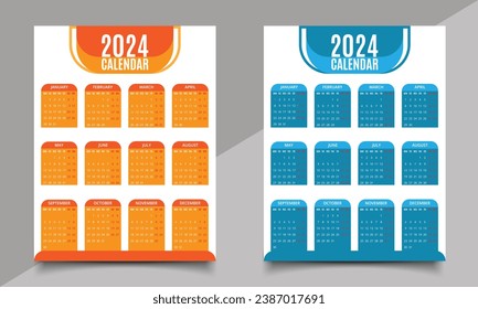 Calendar design. One-page calendar. Print calendar design template