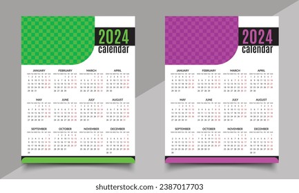 Calendar design. One-page calendar. Print calendar design template