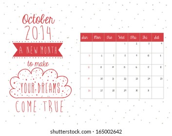 calendar design over october background vector illustration