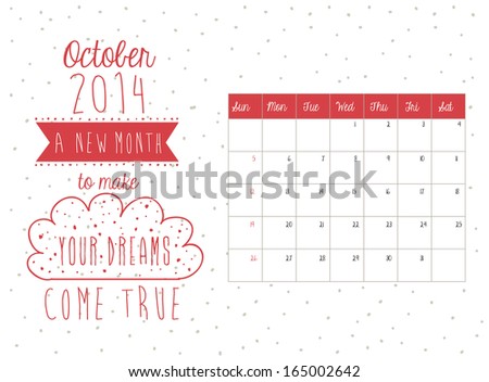calendar design over october background vector illustration