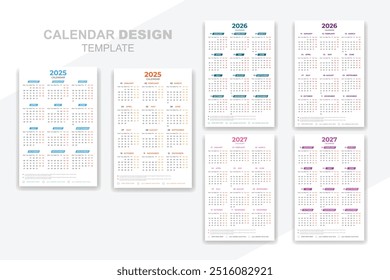 Calendar design set collection template