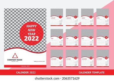 Plantilla de diseño de calendario 2022 año