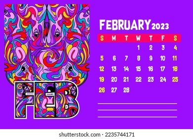 calendar design template for 2023 in abstract style
