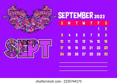 calendar design template for 2023 in abstract style