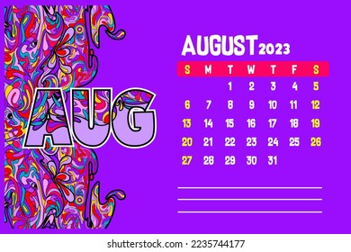 calendar design template for 2023 in abstract style