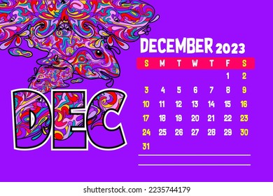 calendar design template for 2023 in abstract style