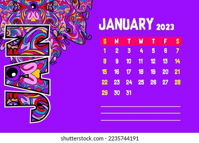 calendar design template for 2023 in abstract style