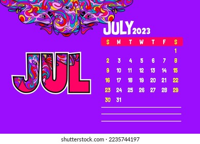 calendar design template for 2023 in abstract style