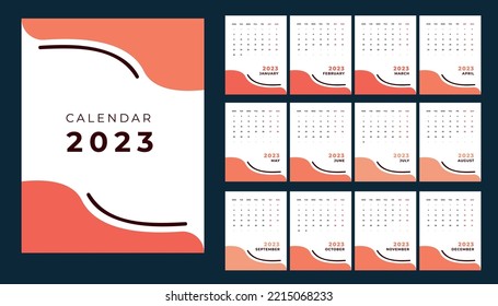 plantilla de diseño de calendario 2023 diseño plano y mínimo