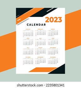 Calendar design template. 2023 calendar vector EPS