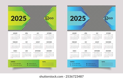 Calendar design template. Calendar 2025.