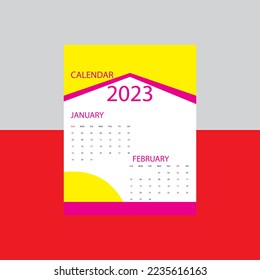 Calendar Design template color used Red,Magenta,Yellow.