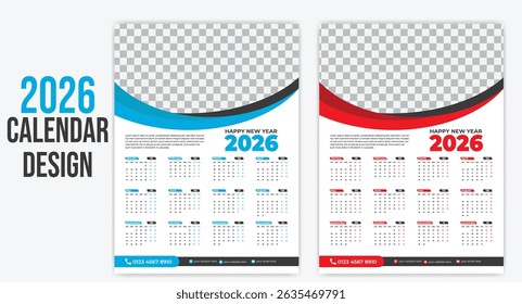 Calendar Design Template, Modern Calendar Design.