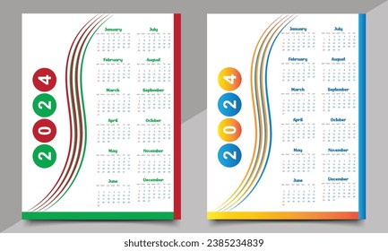 Calendar Design Template. One page or wall calendar design.