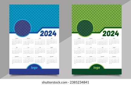 Calendar Design Template. One page or wall calendar design.
