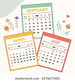 Calendar design template vector. Cover calendar .