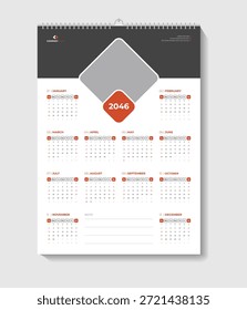 Archivo de Vector de Plantilla de diseño de calendario que está listo para imprimir.