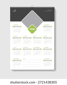 Arquivo de vetor de modelo de Design de Calendário pronto para Impressão.