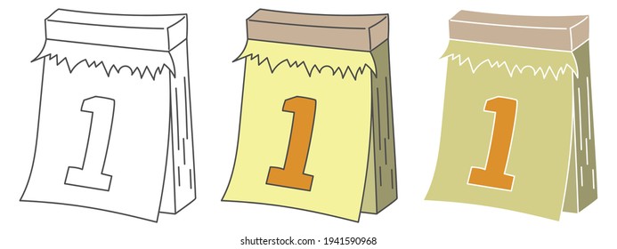 calendar design vector illustration. hand drawn element. black and white outline