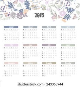 calendar design vintage flower vector