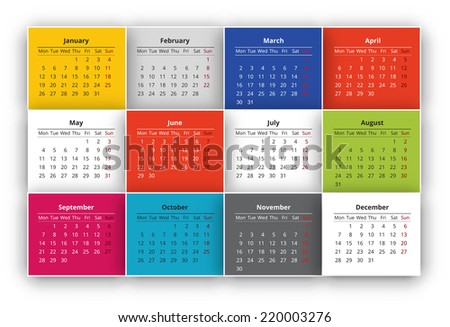 Calendar design for the year 2015