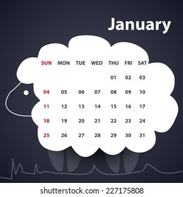 Calendar Design - Year of the sheep - January