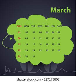 Calendar Design - Year of the sheep - March