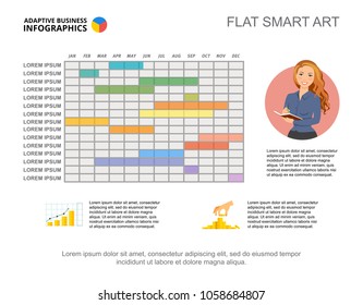 Calendar diagram. Timeline charts, editable template. Creative concept for presentation, project, report. Can be used for topics like business, strategy, planning